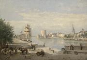 Jean Baptiste Camille  Corot The Harbor of La Rochelle Sweden oil painting artist